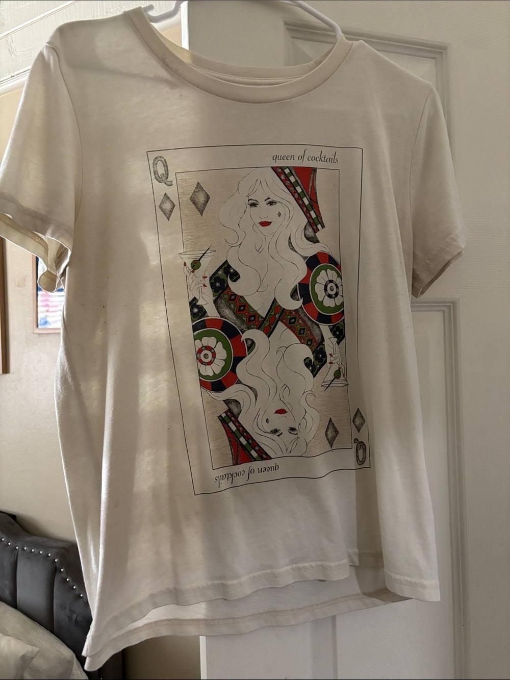 Lucky Brand White Graphic 'Queen of Cocktails' Tee